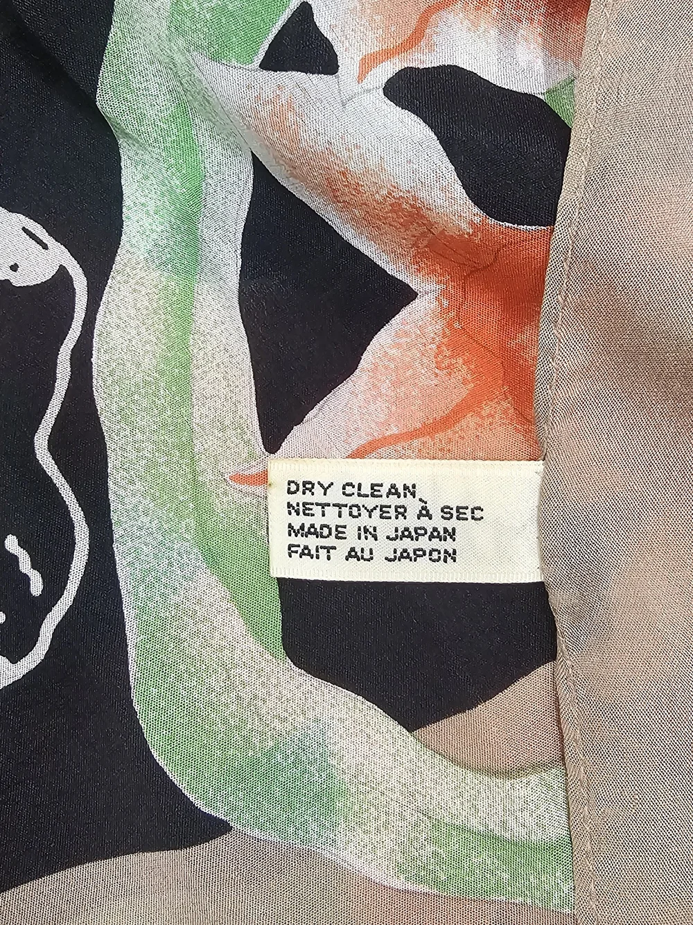 Vintage Vera Neumann Silk Scarf Orchid Floral Japan 31in Square Black Taupe